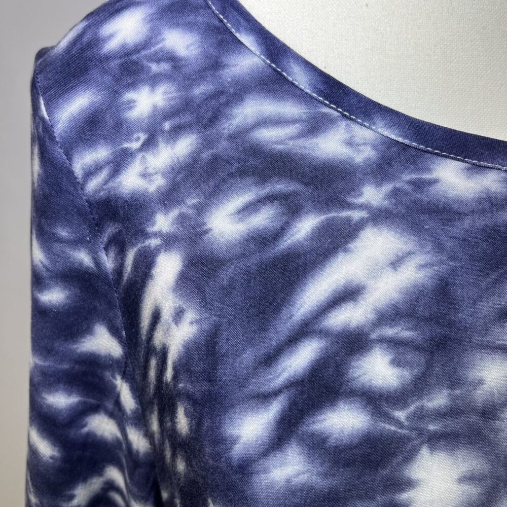 Soft Surroundings long sleeve pockets tie dye tunic blouse blue gray womens M - Picture 5 of 12